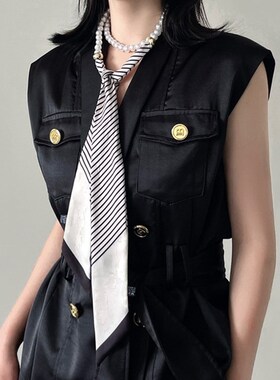 时尚简约气质日韩长款珍珠纱巾项链女2024新款爆款潮小众设计颈链