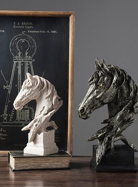 欧式复古马头摆件马到成功客厅办公室电视柜家居装饰品工艺品
