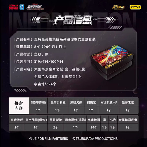卡游 奥特曼英雄集结系列橡皮全景套装 官方正版周边迷你人偶玩具 - 图3