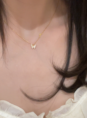 s925通体纯银蝴蝶项链