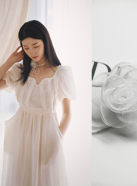 锁骨链山茶花复古小众颈花项链