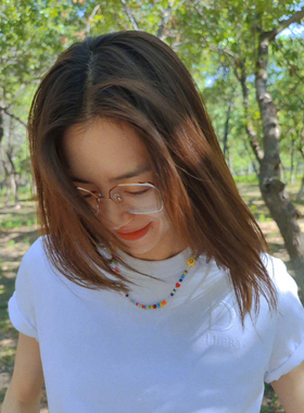 刘雯同款彩色串珠项链女