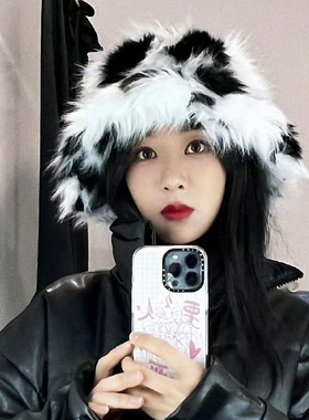 杨紫同款毛绒渔夫帽女冬季