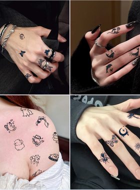 手指小图草本纹身贴tattoo女可爱手臂果汁贴防水持久高级贴纸个性