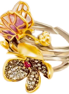 紫诺珠宝红刚玉银戒指女小众设计925银2023新款轻奢食指戒指环