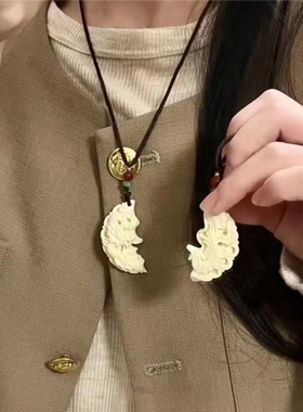 仿象牙果龙凤牌吊坠情侣款男女一对吊坠挂件饰品项链送情人节礼物