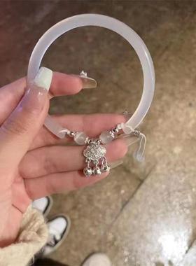 平安锁铃铛流苏手镯小众设计半镯子中国风百搭女友礼物手链