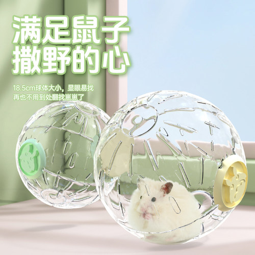 宠尚天仓鼠跑轮运动跑步球玩具滚轮支架金丝熊用品透明外带跑球 - 图2
