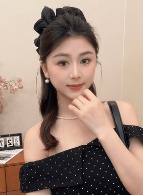 超大号珠光纱裙摆抓夹饱满后脑勺增发量盘发夹女显脸小鲨鱼夹头饰
