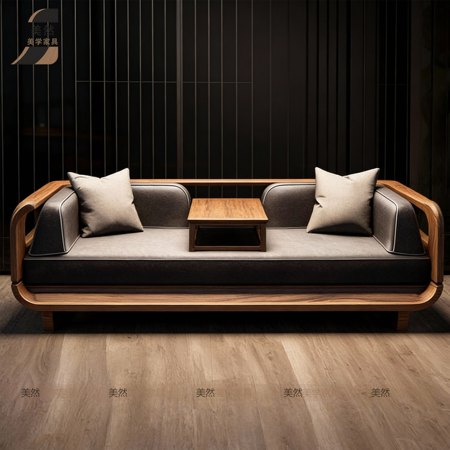 新中式北美黑胡桃木实木罗汉床禅意小户型简约直排贵妃榻罗汉沙发,淘宝优惠券,粉丝福利购,淘宝优惠卷