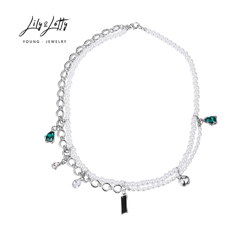 Lily&Lotty复古时尚双层珍珠链条拼接项链时尚设计感_虎窝淘