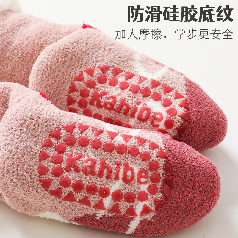 婴儿袜子冬季加绒加厚保暖新生儿童圣诞袜防滑冬天款宝宝地板鞋袜 - 图3