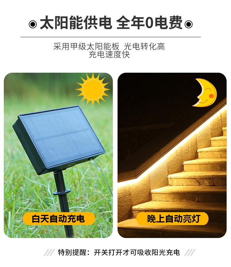 新款阳台装饰led闪灯条太阳能灯 铨阳景观庭院灯饰