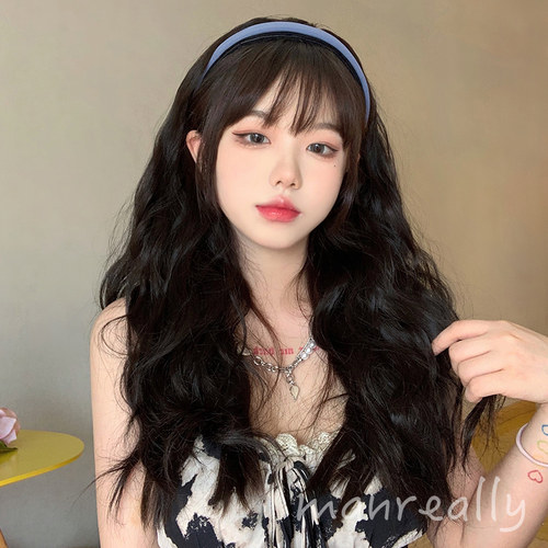 漫真假发女长发日常自然懒人发箍半头套一体式长直发百搭全头套式 - 图0