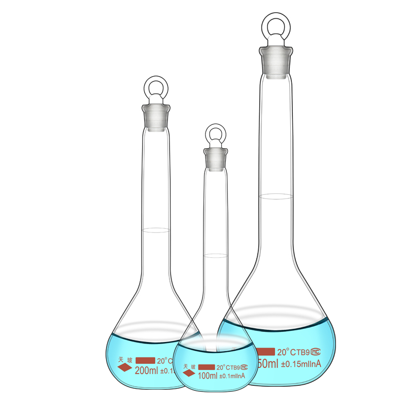 天玻容量瓶玻璃A级可过检透明棕色5 10 20 25 50 100 200 250 500 1000 2000ml白色1 2L小定量瓶化学实验室用-图1