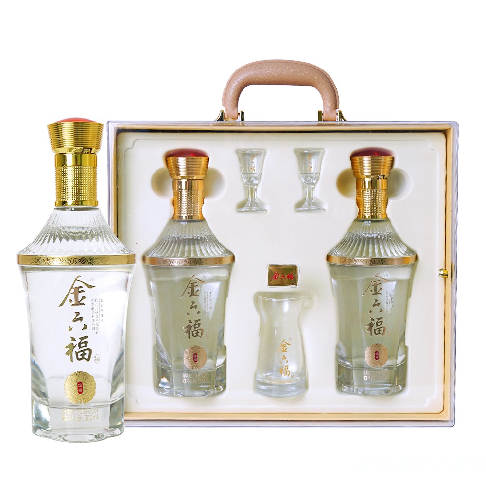 金六福白酒50.8度500ml*2瓶兼香型白酒纯粮酿造婚宴用酒商务送礼