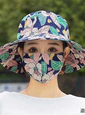 防晒口罩帽子一体夏季遮