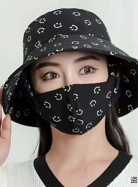 防晒口罩一体帽子遮阳帽