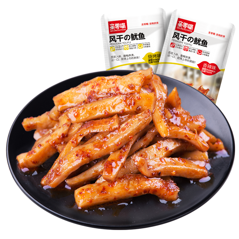 亲零嘴鱿鱼丝风干麻辣网红仔鱿鱼须 亲零嘴食品即食鱿鱼零食