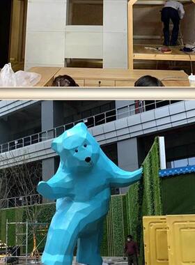 网红攀爬熊猫雕塑成都ifs熊猫不锈钢玻璃钢几何熊猫树脂户外摆件