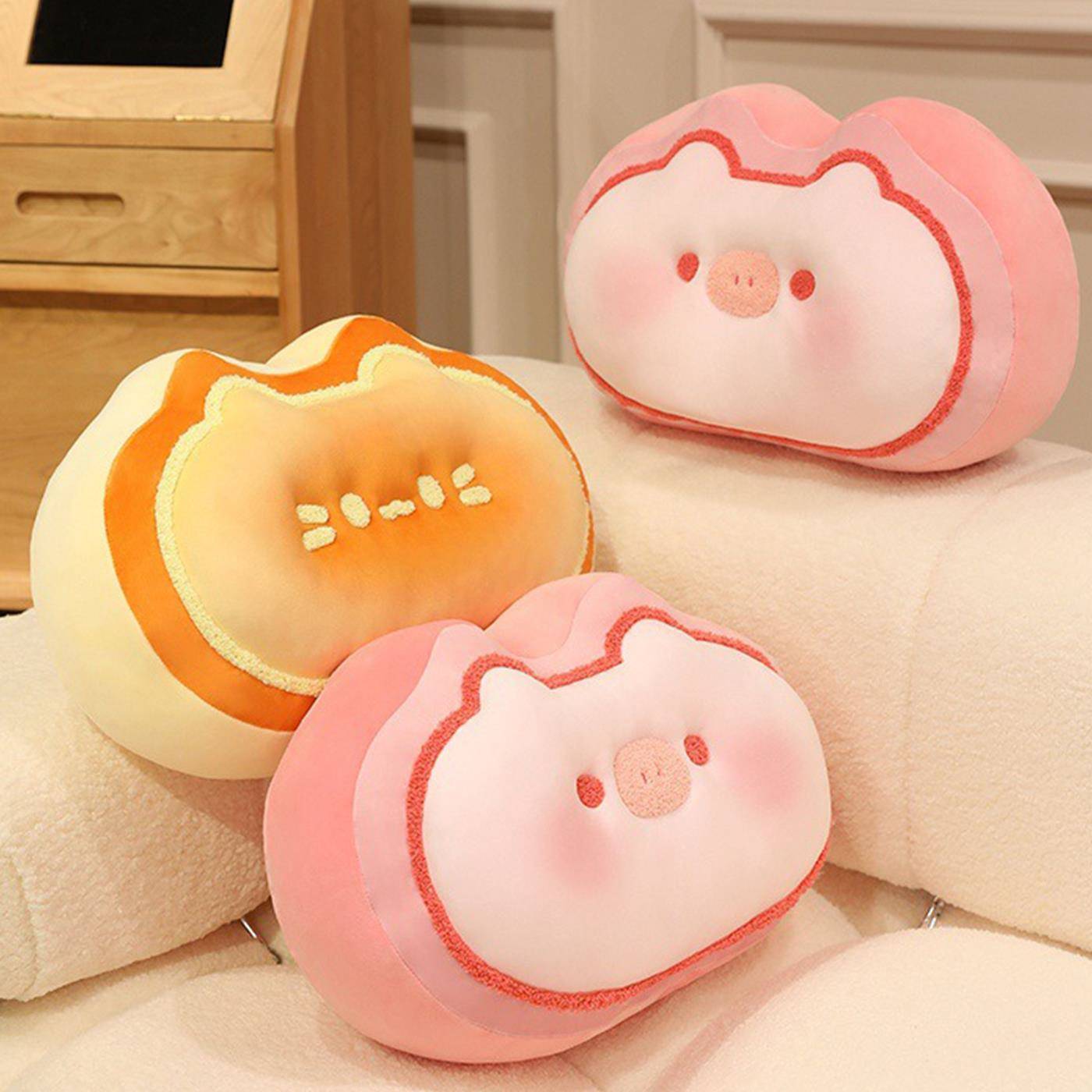 可爱芝士面包抱枕猫咪猪猪毛绒玩偶睡觉抱靠枕沙发靠垫女午睡枕头 - 图1