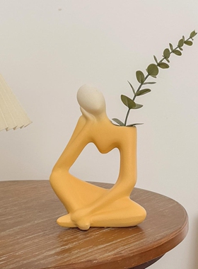 ins风创意陶瓷花瓶高级感小众家居客厅玄关电视柜桌面装饰品摆件