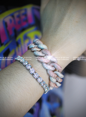 18k美国高密度镶钻嘻哈风古巴链