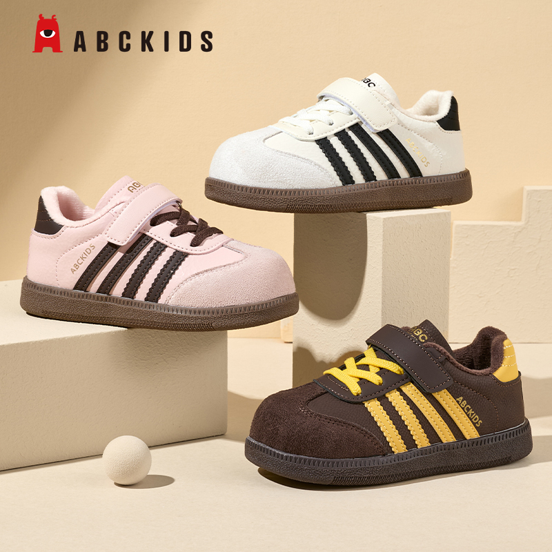 Abckids童鞋女童德训鞋冬季2025新款儿童二棉加绒男童宽头运动鞋 - 图3