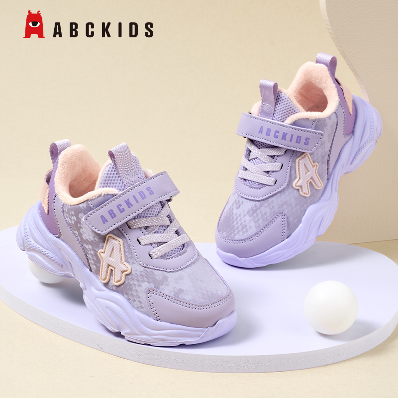 Abckids童鞋女童棉鞋冬季2025新款儿童二棉加绒章中大童运动鞋子 - 图1