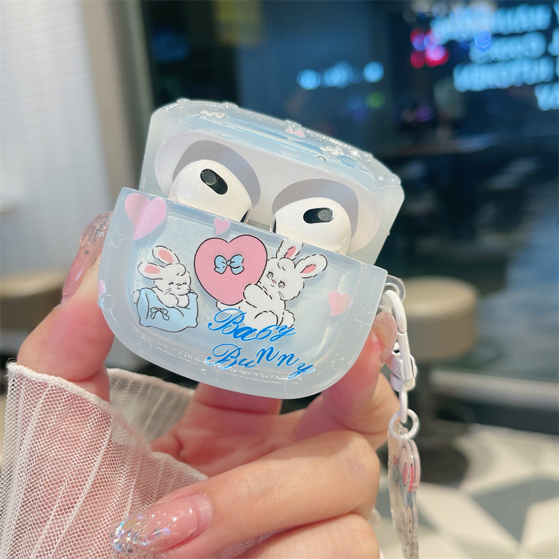 爱心小兔适用airpodspro2保护套新款airpods3三代苹果蓝牙耳机壳女款小众AirPods2硅胶盒pro二代耳机套4/5代1 - 图0