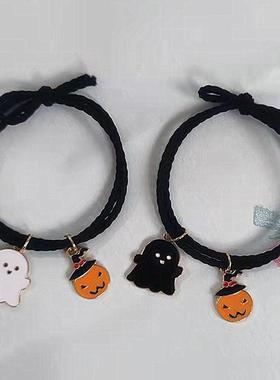 日韩幽灵相吸情侣小皮筋一对送男友ins风万圣节闺蜜手链头绳两用