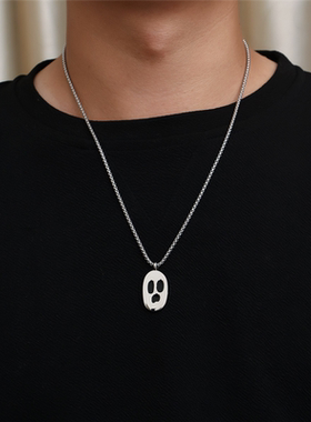 幽灵鬼钛钢项链男ins嘻哈个小众设计卫衣链女