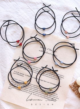 新款韩版磨砂爱心头绳少女ins网红男朋友抖音小皮筋发绳手链两用