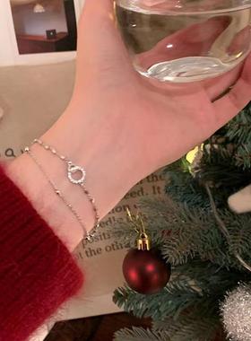 2026双层叠戴锆石手链女轻奢高级感小众设计简约个性链条冷淡风手