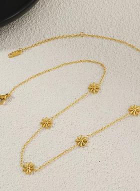 2026新款金色不掉色不锈钢小雏菊项链女仙女气质简约小众饰品厂家