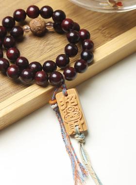 2026厂家天然赞比亚小叶紫檀血檀桶木珠创意DIY太岁腰珠念珠车挂