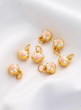 2026古法哑金沙金保色胖猫爪子吊坠diy手链项链耳饰挂件饰品挂坠