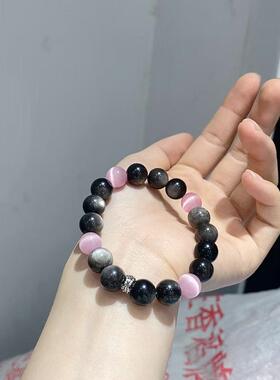 2026银耀石搭配粉猫眼单圈手串女小众简约百搭时尚精美手链