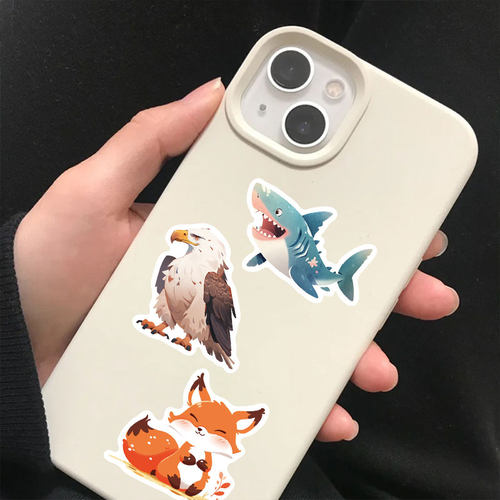 50张插画动物贴纸卡通可爱儿童手账素材笔记本电脑手机壳防水ipad贴画行李箱装饰个性创意 - 图1