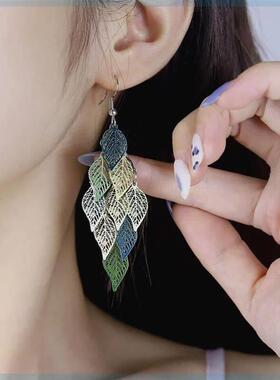 Ethnic Style Drop Earrings Small Nine Leaf Bohemian Earring