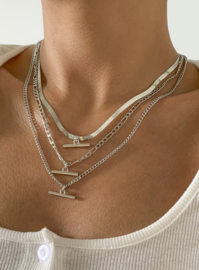 嘻哈复古蛇骨链条锁骨项链女欧美