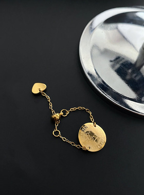 简约镂空花朵戒指女可调节时尚食指戒个性钛钢设计潮网红手饰配饰