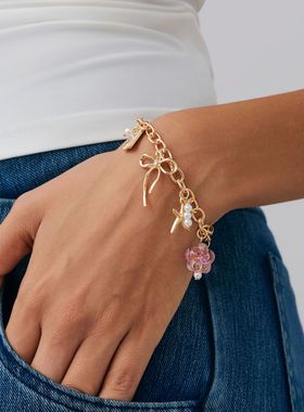 欧美跨境甜美ins风蝴蝶结爱心吊