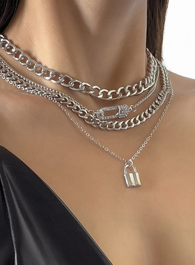 欧美跨境饰品嘻哈潮流镶钻别针锁