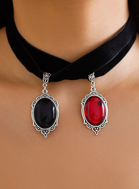 欧美跨境饰品甜酷辣妹红宝石蜘蛛