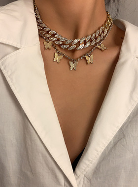 欧美跨境饰品朋克嘻哈满钻古巴扣