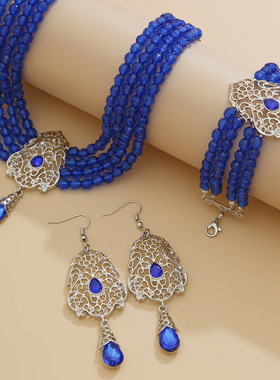 欧美跨境复古法式多层水晶choker