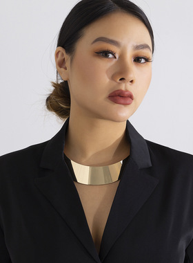 欧美跨境饰品嘻哈个性金属亮面项