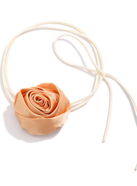 欧美跨境饰品复古打结choker布艺花朵项圈气质绒布山茶花缠绕颈链