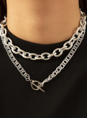 嘻哈简约复古麻花链条项链女欧美